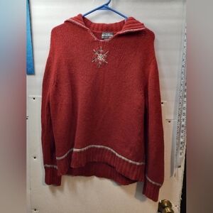 Woolrich Snowflake 100% Lamb’s Wool Christmas Knit Sweater Holiday Outdoor Ruby